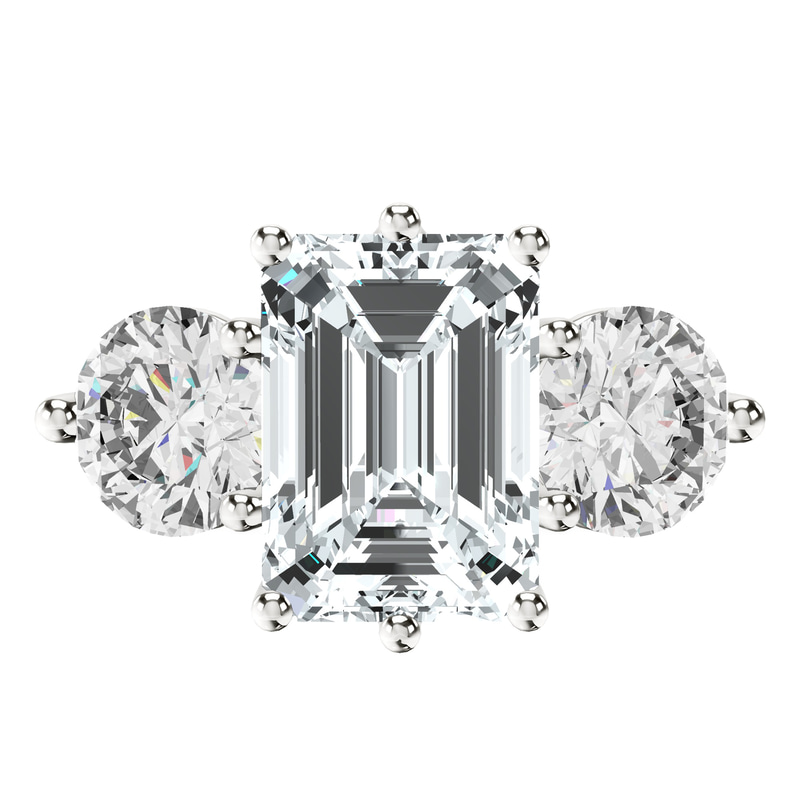 Estella Round Three Stone Lab Diamond Ring front view