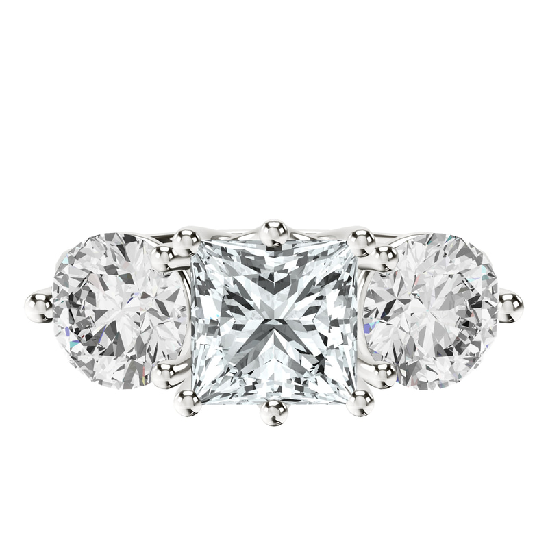 Estella Round Three Stone Lab Diamond Ring front view