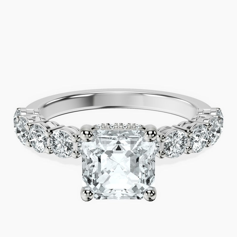2.91 ct. asscher Elinor Side Round Lab Diamond Ring in platinum rtr top