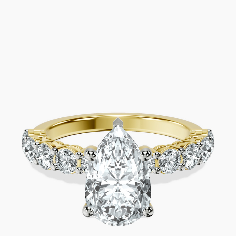 14ct Yellow Gold Elinor Side Round Lab Diamond Ring front image