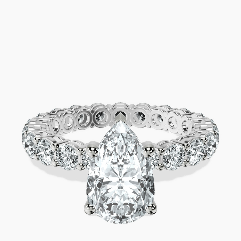 2.81 ct. pear Georgiana Side Round Lab Diamond Ring in 18kt white gold rtr top