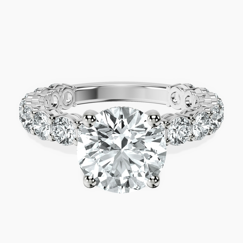 1.41 ct. round Arabella Side Round Lab Diamond Ring in 14kt white gold rtr top