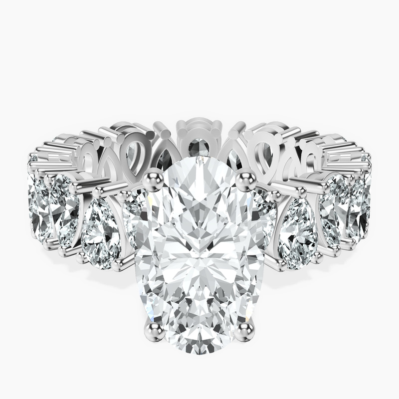 2.99 ct. oval Cordelia Side Pear Lab Diamond Ring in platinum rtr top