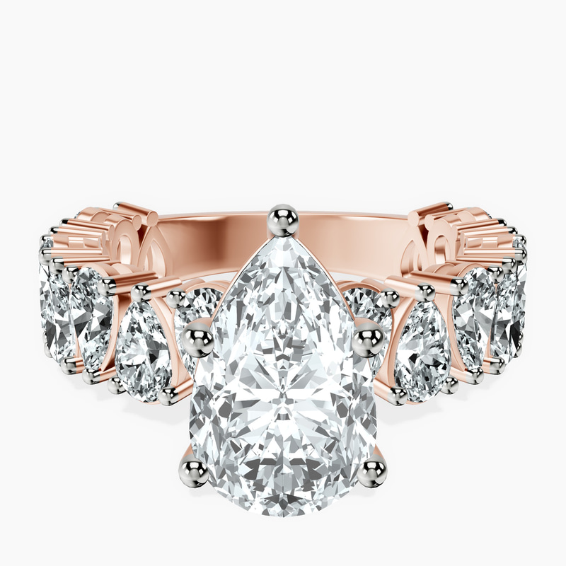 2.59 ct. pear Esme Side Pear Lab Diamond Ring in 18kt rose gold rtr top