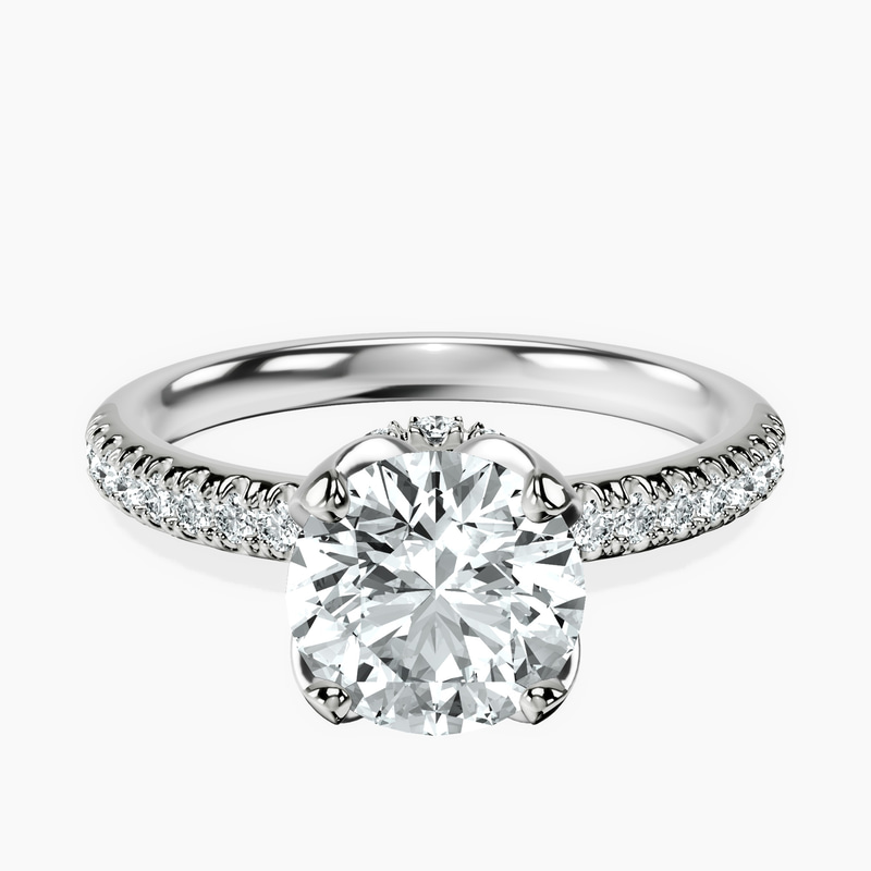2.82 ct. round Galen Secret Halo Ring in platinum rtr top
