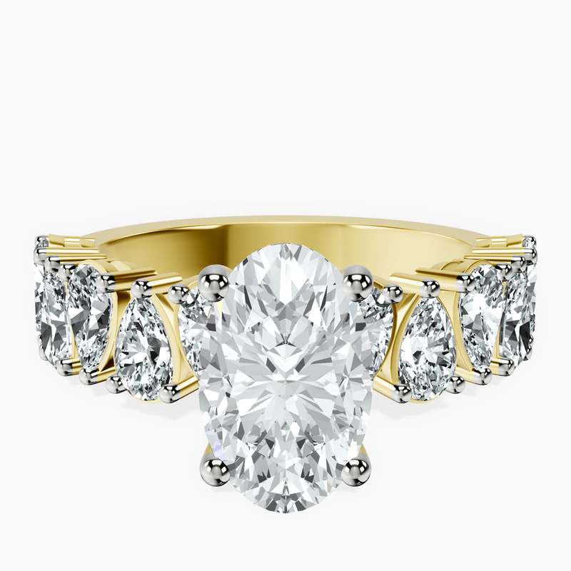 2.06 ct. oval Adeline Side Pear Lab Diamond Ring in 18kt yellow gold rtr top