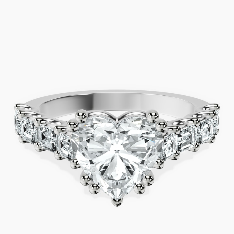 2.23 ct. heart Florence Side Emerald Lab Diamond Ring in 10kt white gold rtr top