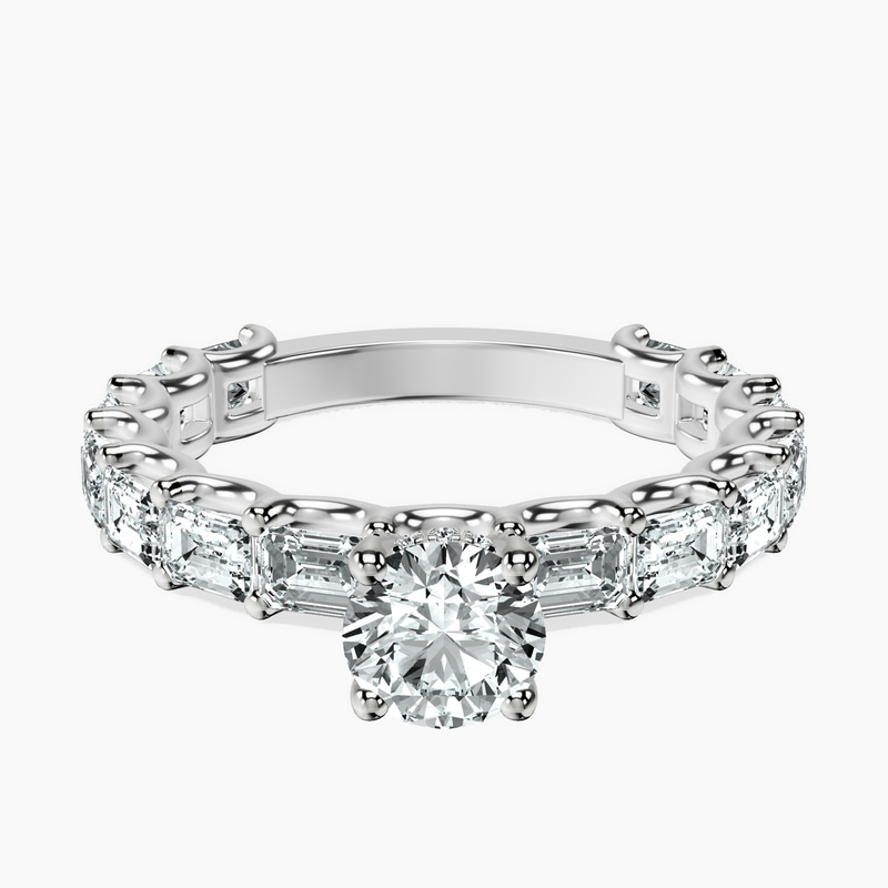 Platinum Giselle Side Emerald Lab Diamond Ring front image