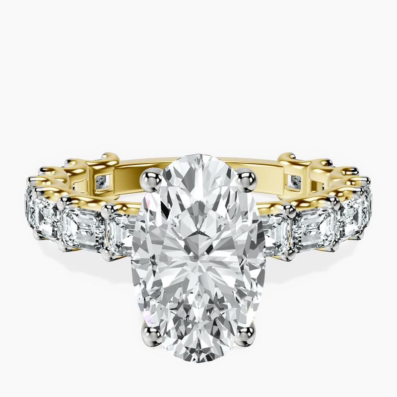 2.06 ct. oval Giselle Side Emerald Lab Diamond Ring in 18kt yellow gold rtr top