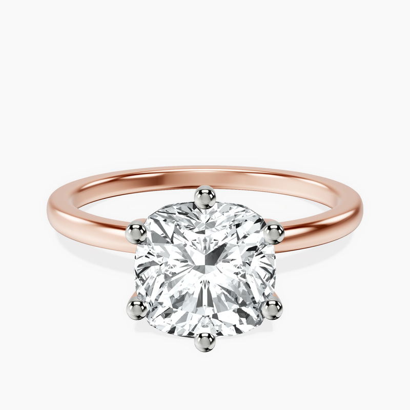 14kt Rose Gold Six Prong Solitaire 1.5mm Lab Diamond Ring front image