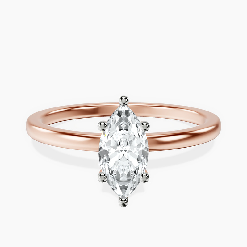 14kt Rose Gold Six Prong Solitaire 1.5mm Lab Diamond Ring front image