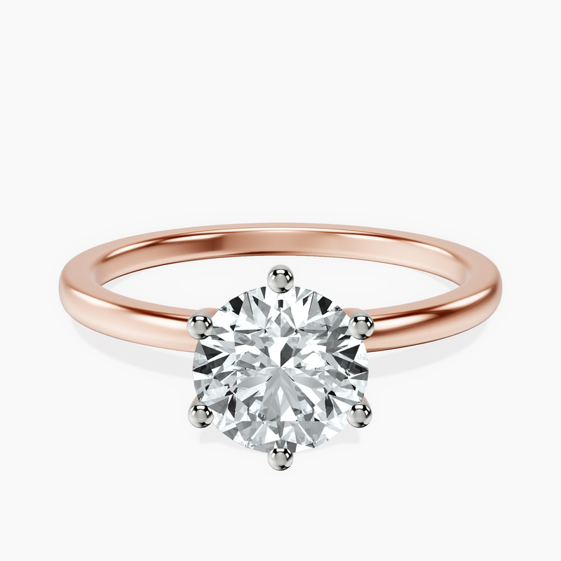 1.41 ct. round Six Prong Ring in 18kt rose gold rtr top