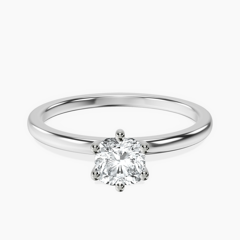 14kt White Gold Six Prong Solitaire 1.5mm Lab Diamond Ring front image