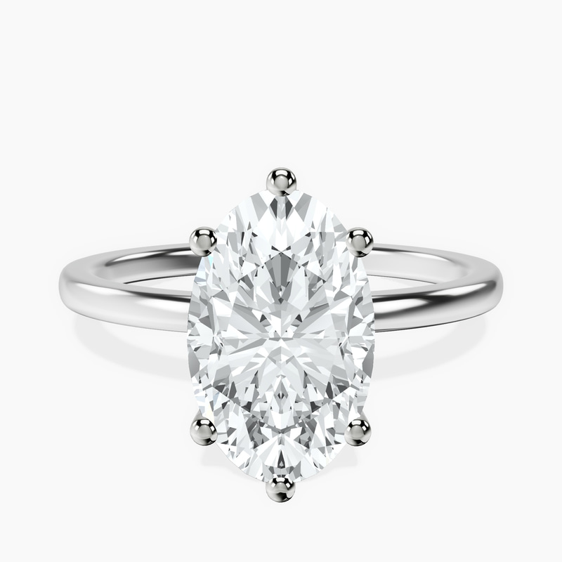 14kt White Gold Six Prong Solitaire 1.5mm Lab Diamond Ring front image