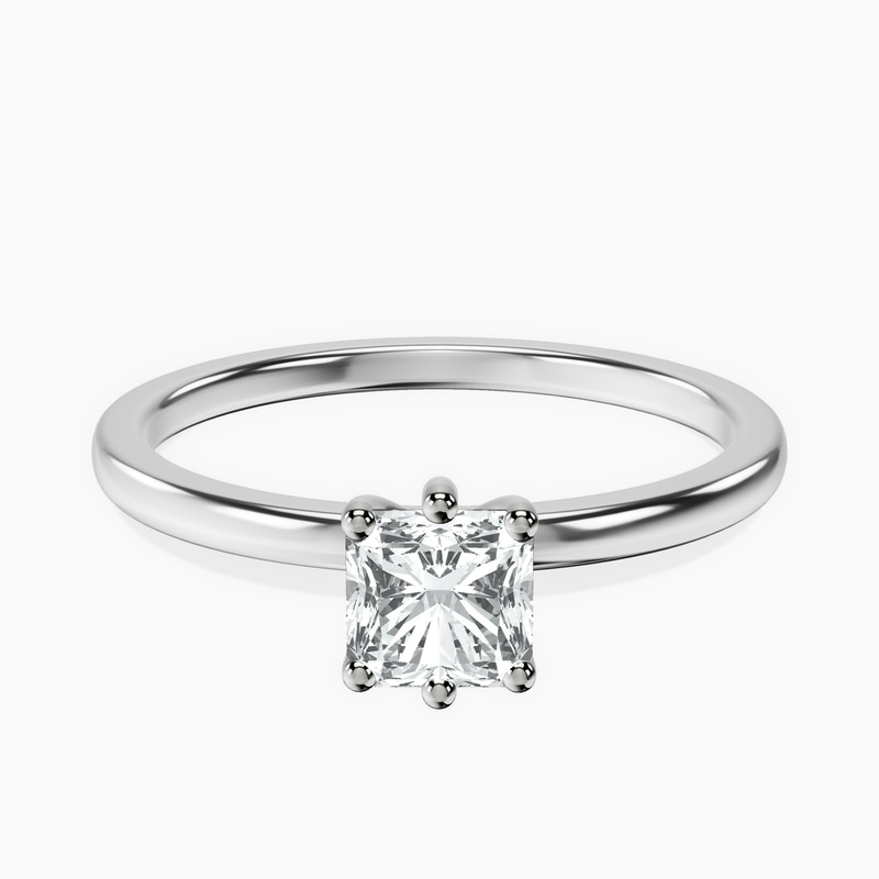 10kt White Gold Six Prong Solitaire 1.5mm Lab Diamond Ring front image