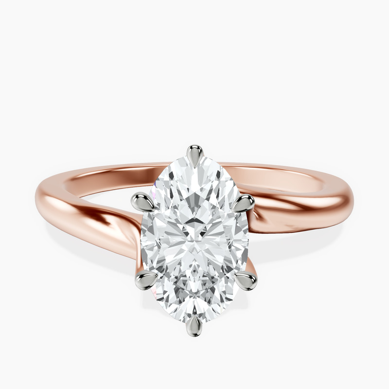 2.06 ct. oval Seraphina Solitaire Ring in 10kt rose gold rtr top