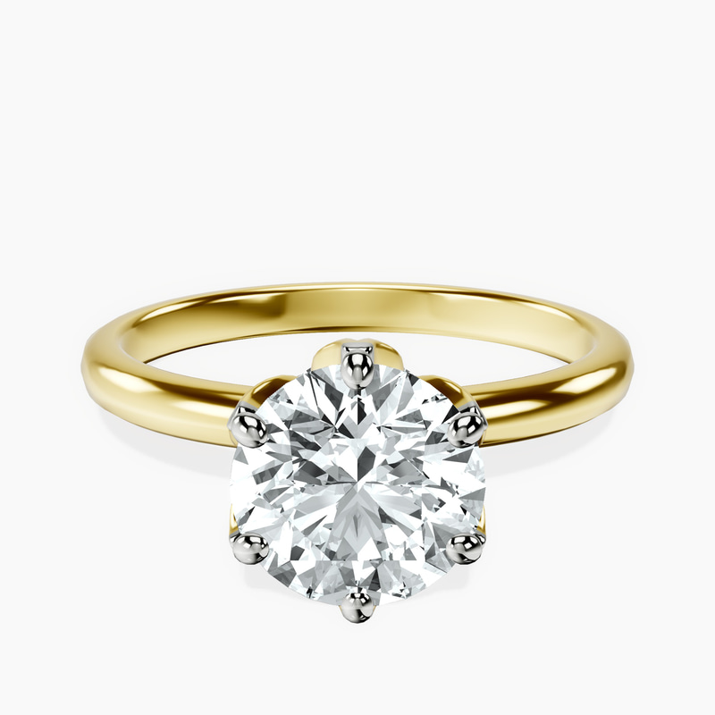 2.82 ct. round Blooming Petal Halo Ring in 10kt yellow gold rtr top