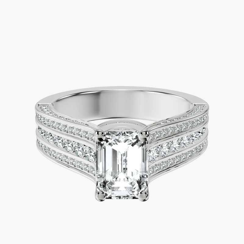2.91 ct. emerald Idris Secret Halo Ring in 18kt white gold rtr top