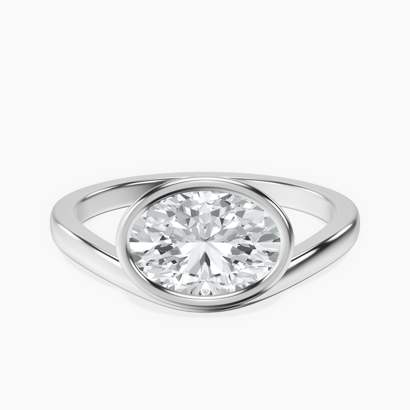 Bezel Crest Solitaire Lab Diamond Ring front view