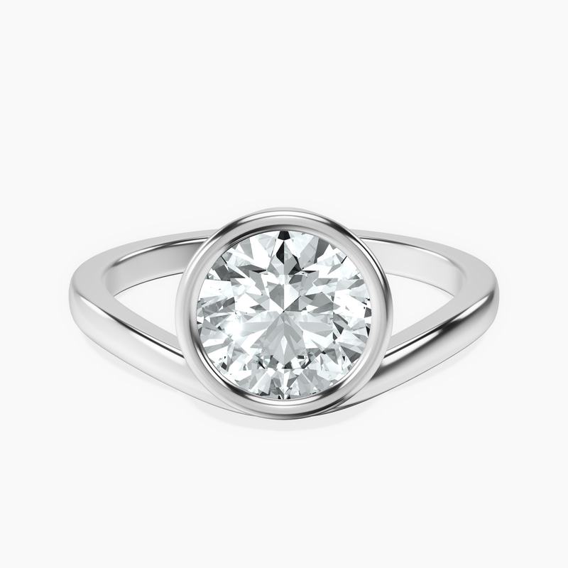 Bezel Crest Solitaire Lab Diamond Ring front view
