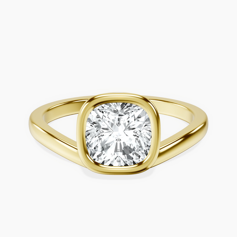 Bezel Crest Solitaire Lab Diamond Ring front view