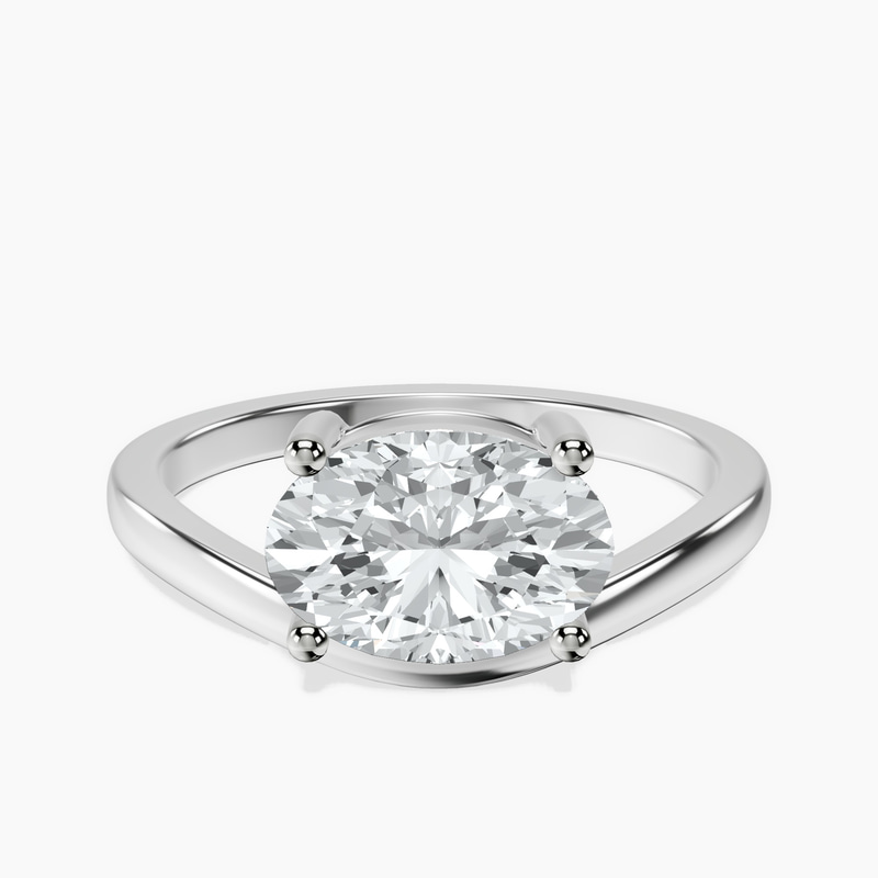 2.99 ct. oval Crest Four Prong Solitaire Lab Diamond Ring in 18kt white gold rtr top