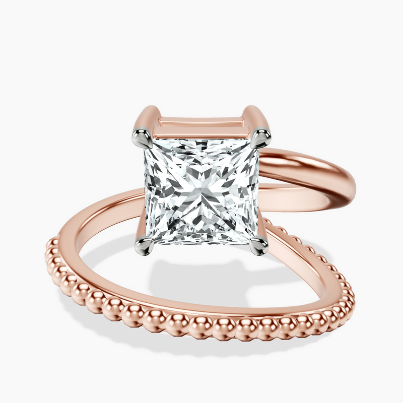14kt Rose Gold Crest Wrap Four Prong Solitaire Lab Diamond Ring front image