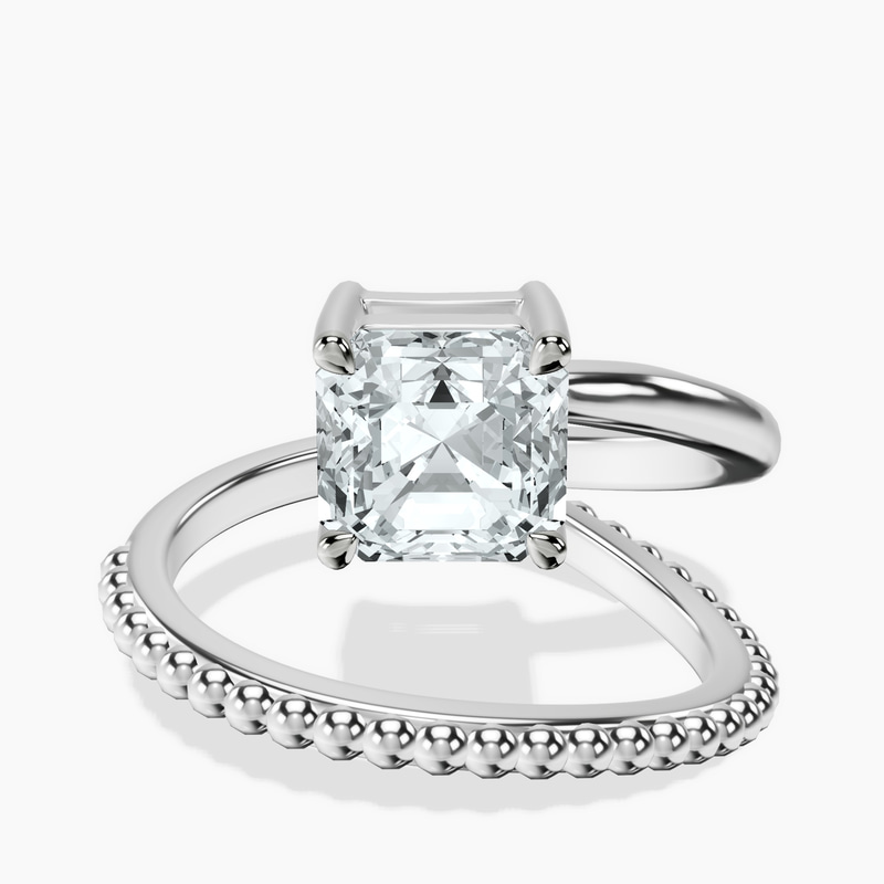 Platinum Crest Wrap Four Prong Solitaire Lab Diamond Ring front image