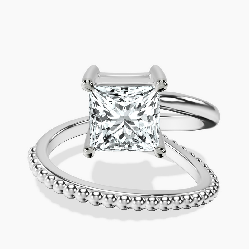 Platinum Crest Wrap Four Prong Solitaire Lab Diamond Ring front image
