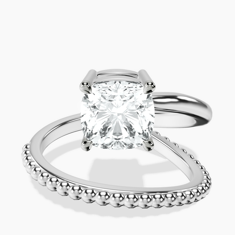 Platinum Crest Wrap Four Prong Solitaire Lab Diamond Ring front image
