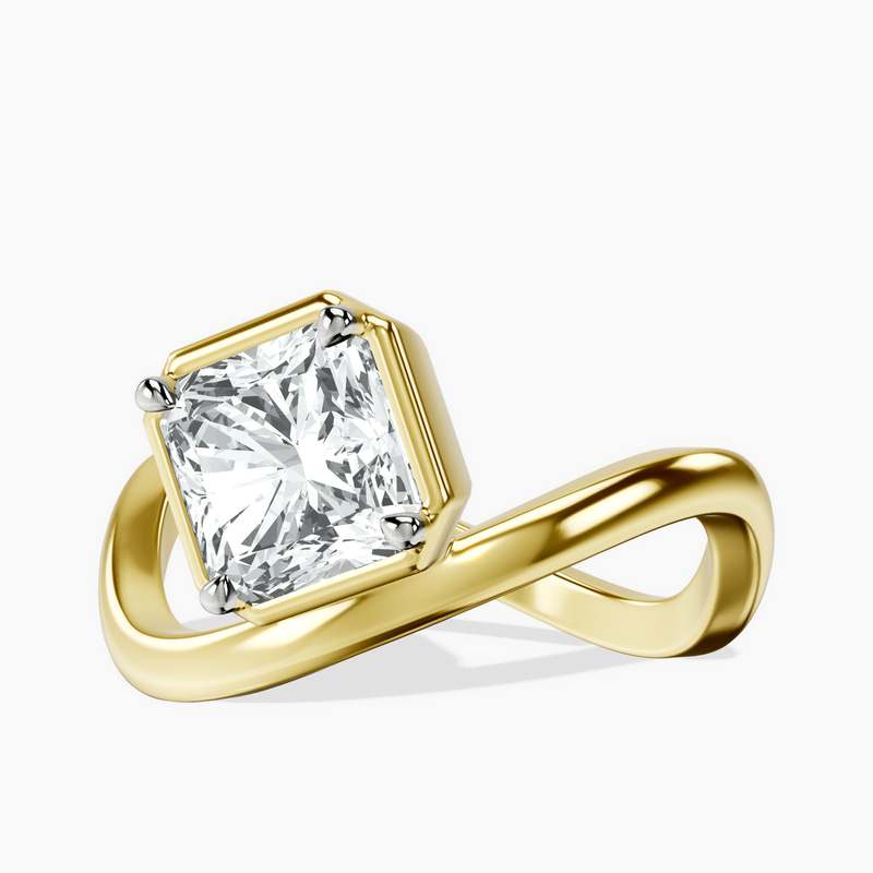 10kt Rose Gold Infinity Crest Four Prong Solitaire Lab Diamond Ring front image