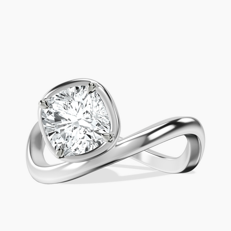 Platinum Infinity Crest Four Prong Solitaire Lab Diamond Ring front image