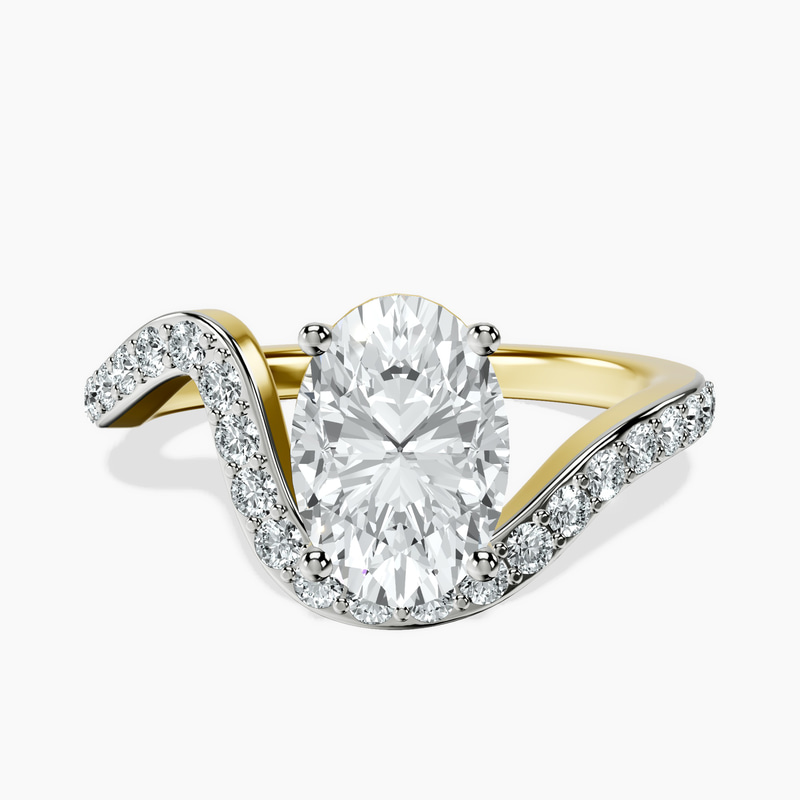 18kt Yellow Gold Aria Crest Half Pave Lab Diamond Ring front image