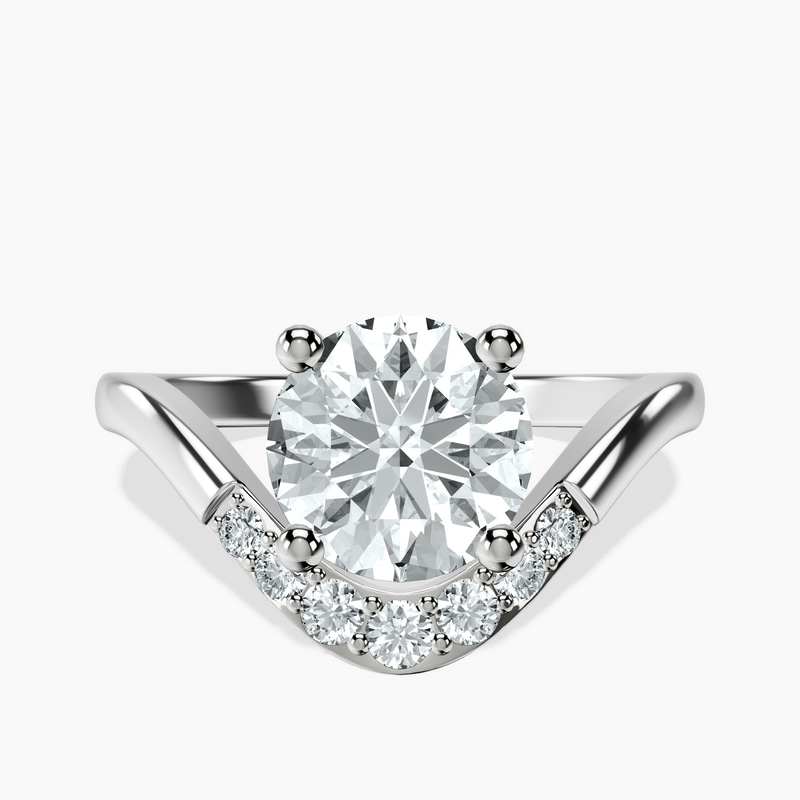 1.41 ct. round Curved Crest Lab Diamond Ring in platinum rtr top
