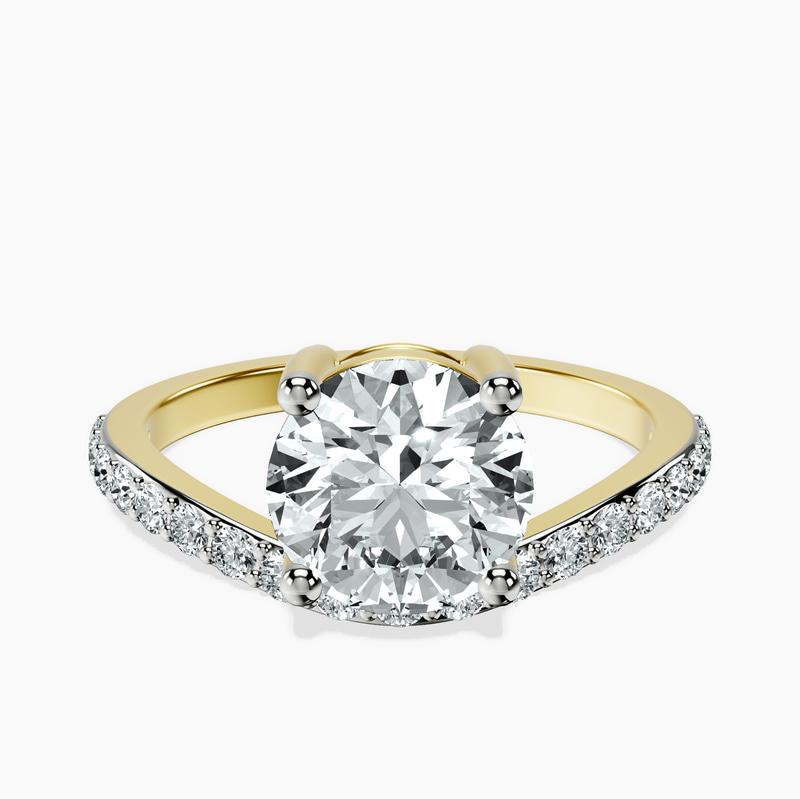 2.82 ct. round Half Pave Crest Lab Diamond Ring in 10kt yellow gold rtr top
