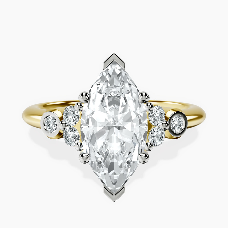 1.43 ct. marquise Amore Side Stone Ring in 18kt yellow gold rtr top
