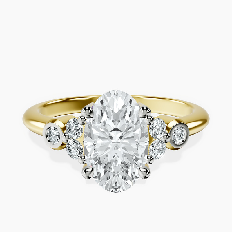 2.99 ct. oval Amore Side Stone Ring in 18kt yellow gold rtr top
