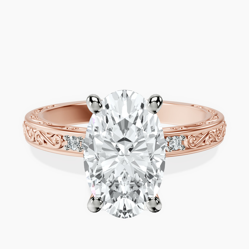 2.06 ct. oval Antique Allure Vintage Ring in 14kt rose gold rtr top