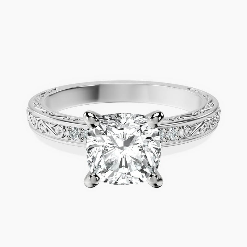 9ct White Gold Antique Allure Vintage Lab Diamond Ring front image