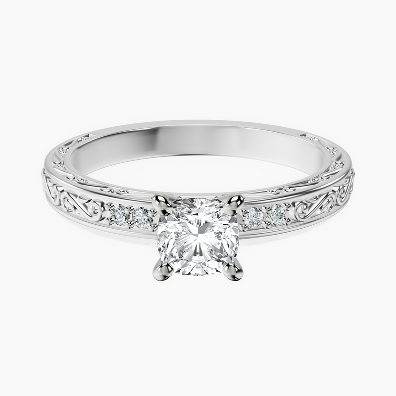 10kt White Gold Antique Allure Vintage Lab Diamond Ring front image