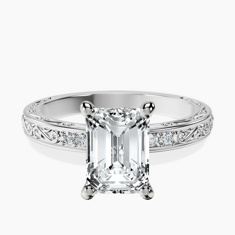 9ct White Gold Antique Allure Vintage Lab Diamond Ring front image