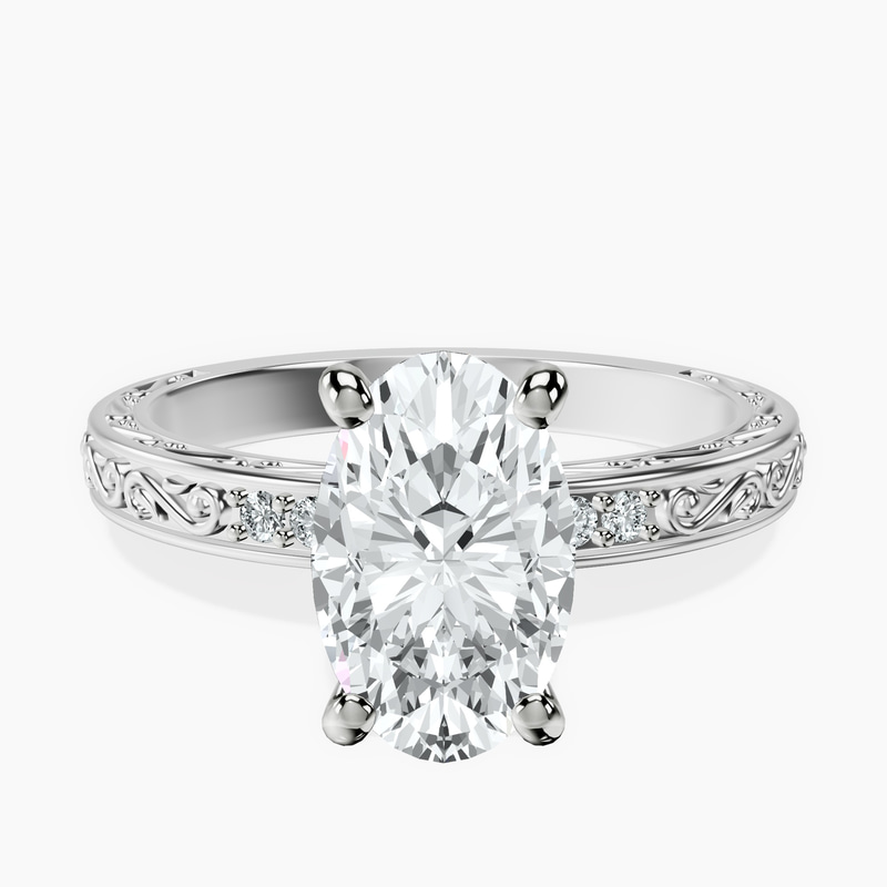 9ct White Gold Antique Allure Vintage Lab Diamond Ring front image