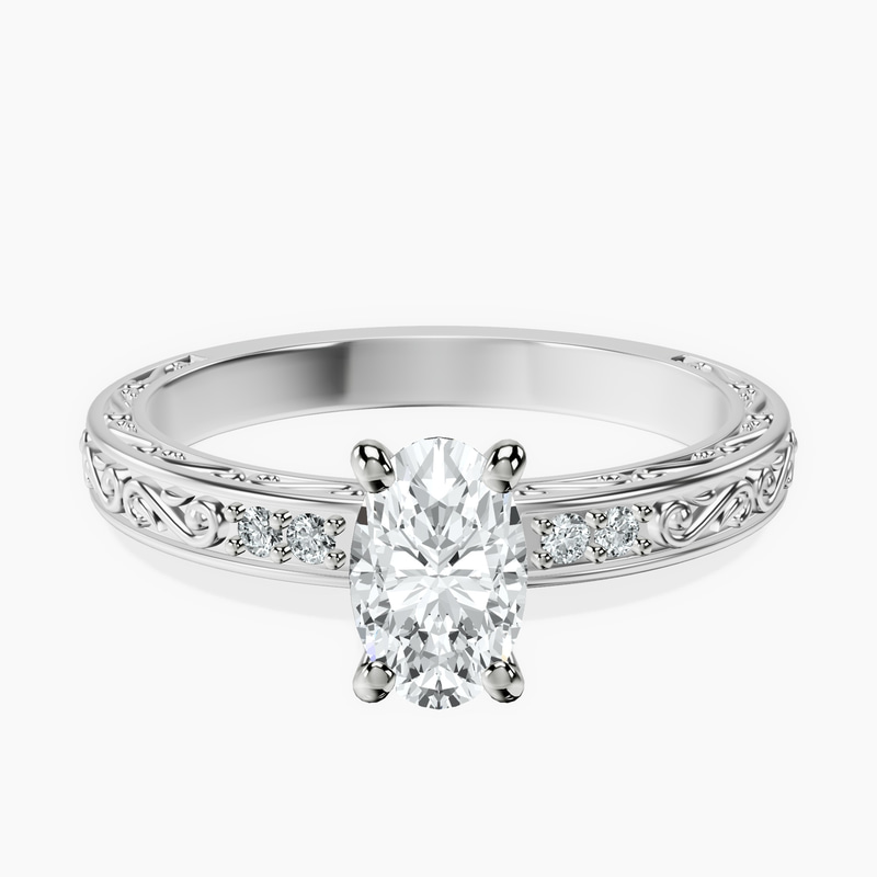 10kt White Gold Antique Allure Vintage Lab Diamond Ring front image