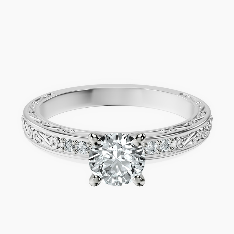 10kt White Gold Antique Allure Vintage Lab Diamond Ring front image