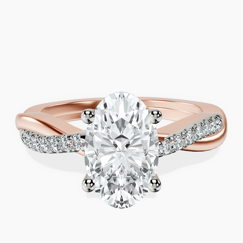 2.06 ct. oval Twisted Vine Ring in 10kt rose gold rtr top