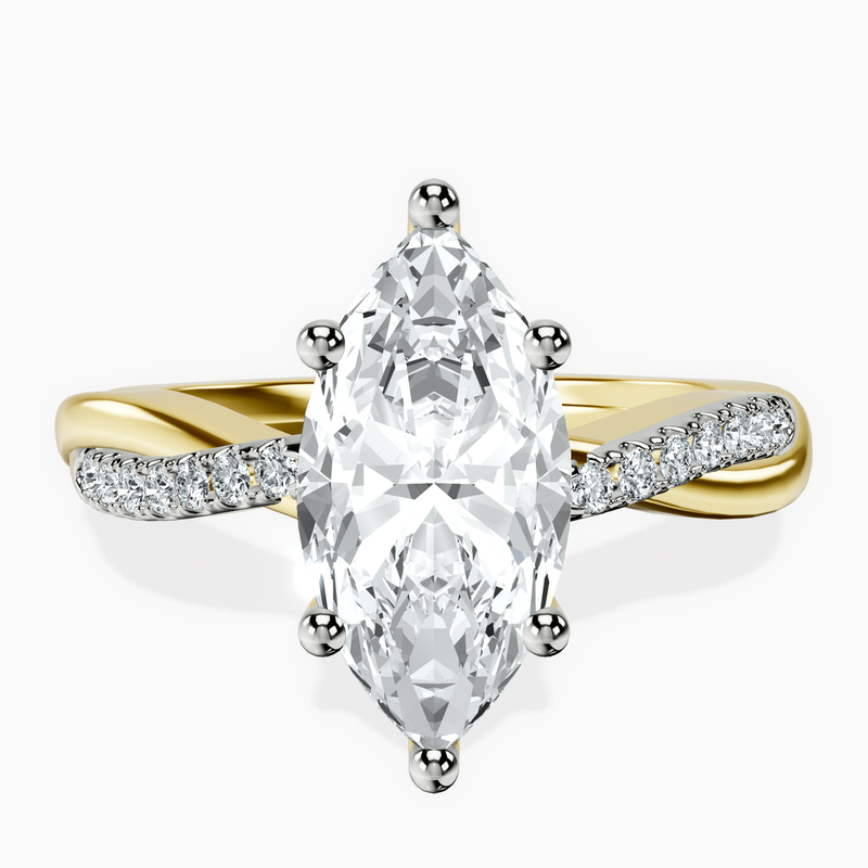 1.39 ct. marquise Twisted Vine Ring in 18kt yellow gold rtr top