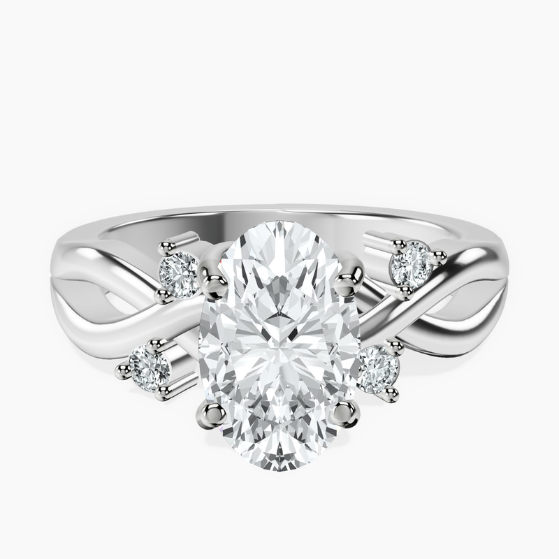 2.99 ct. oval Twisted Blossom Ring in 18kt white gold rtr top
