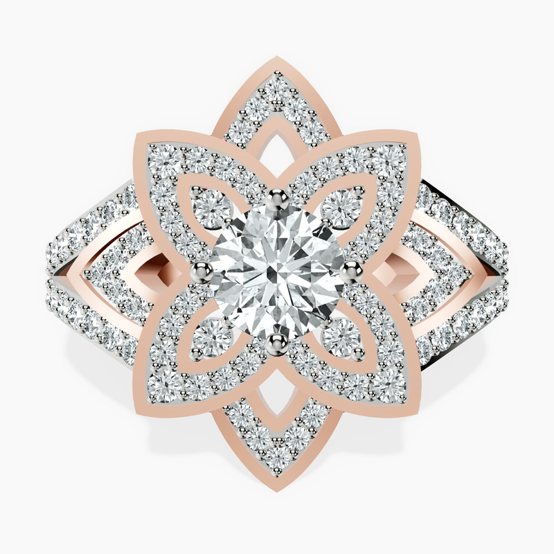 18kt Rose Gold Indigo Vintage Lab Diamond Ring front image