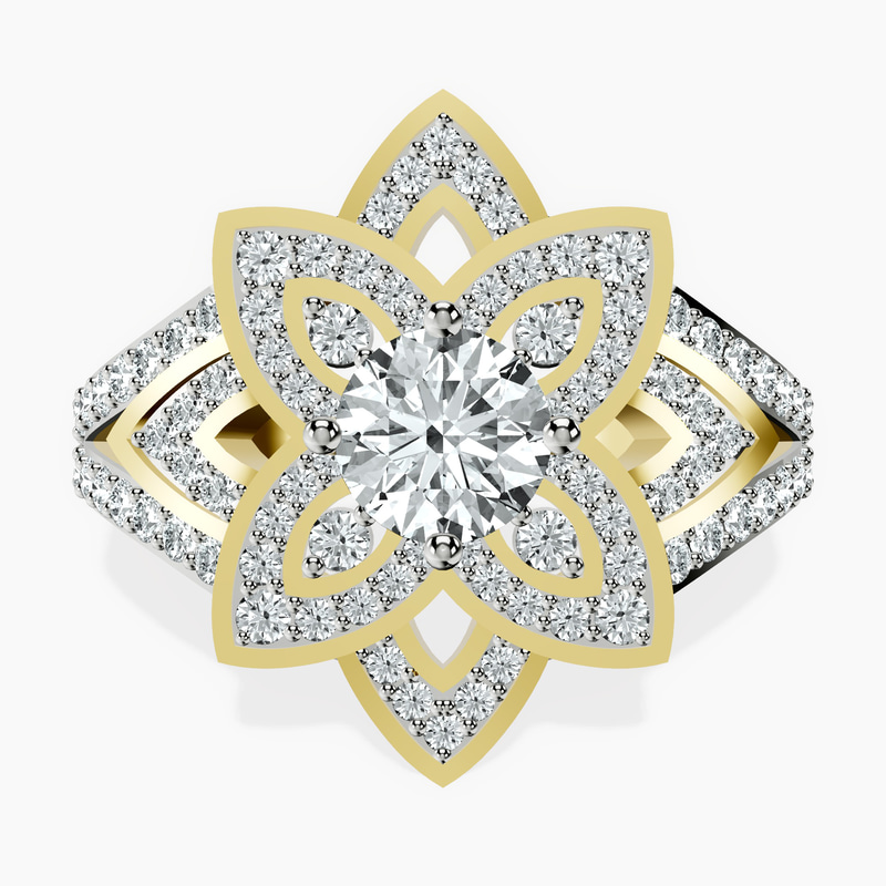 18kt Yellow Gold Indigo Vintage Lab Diamond Ring front image