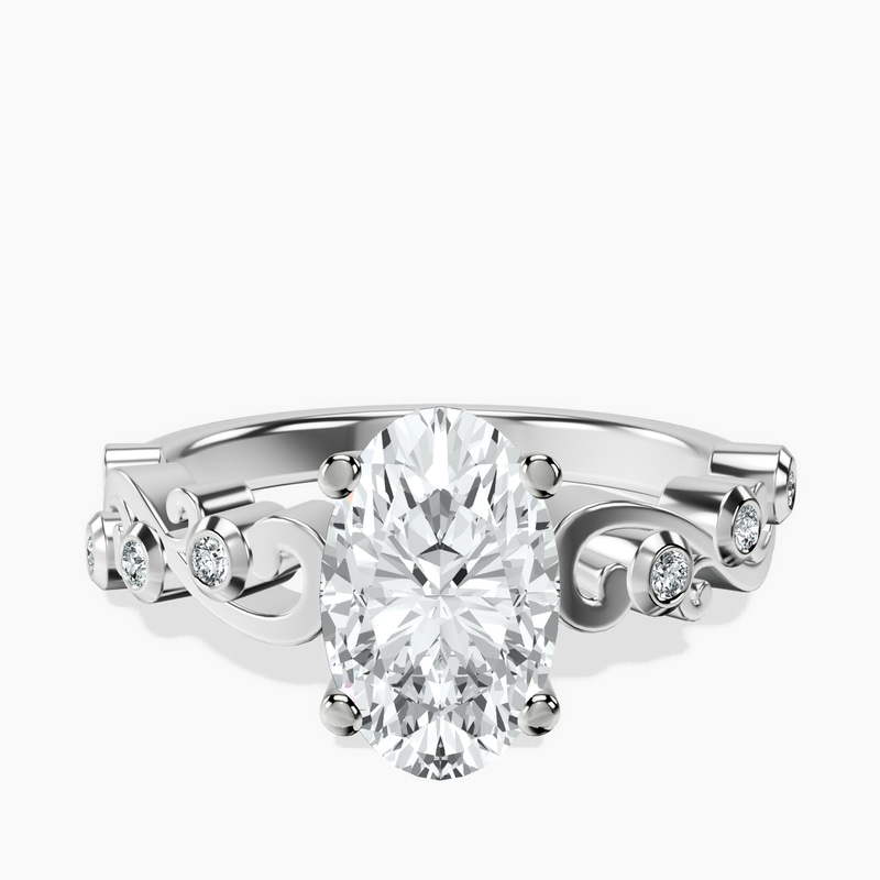 10kt White Gold Catrina Cutwork Lab Diamond Ring front image